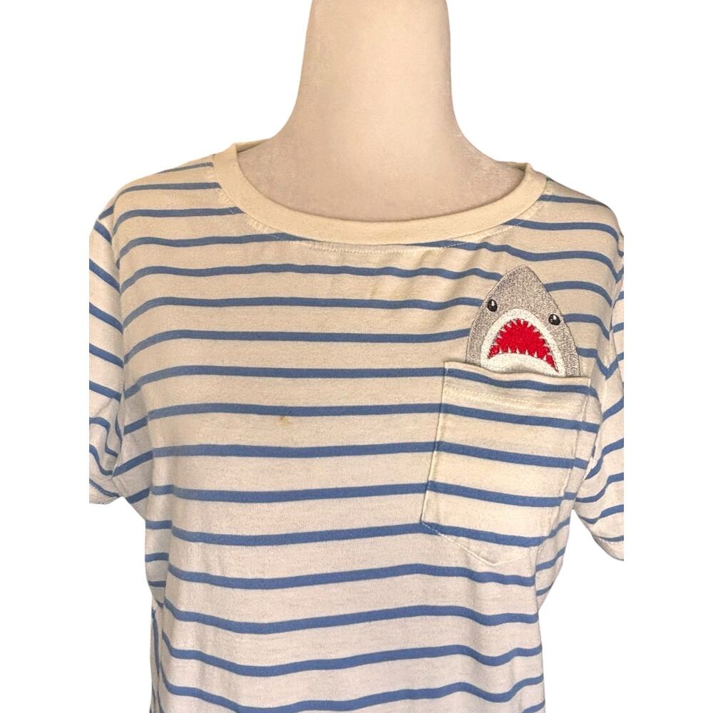ModCloth Sugarhill Brighton Shark Pocket Breton Stripe Tee Blue White Size 6